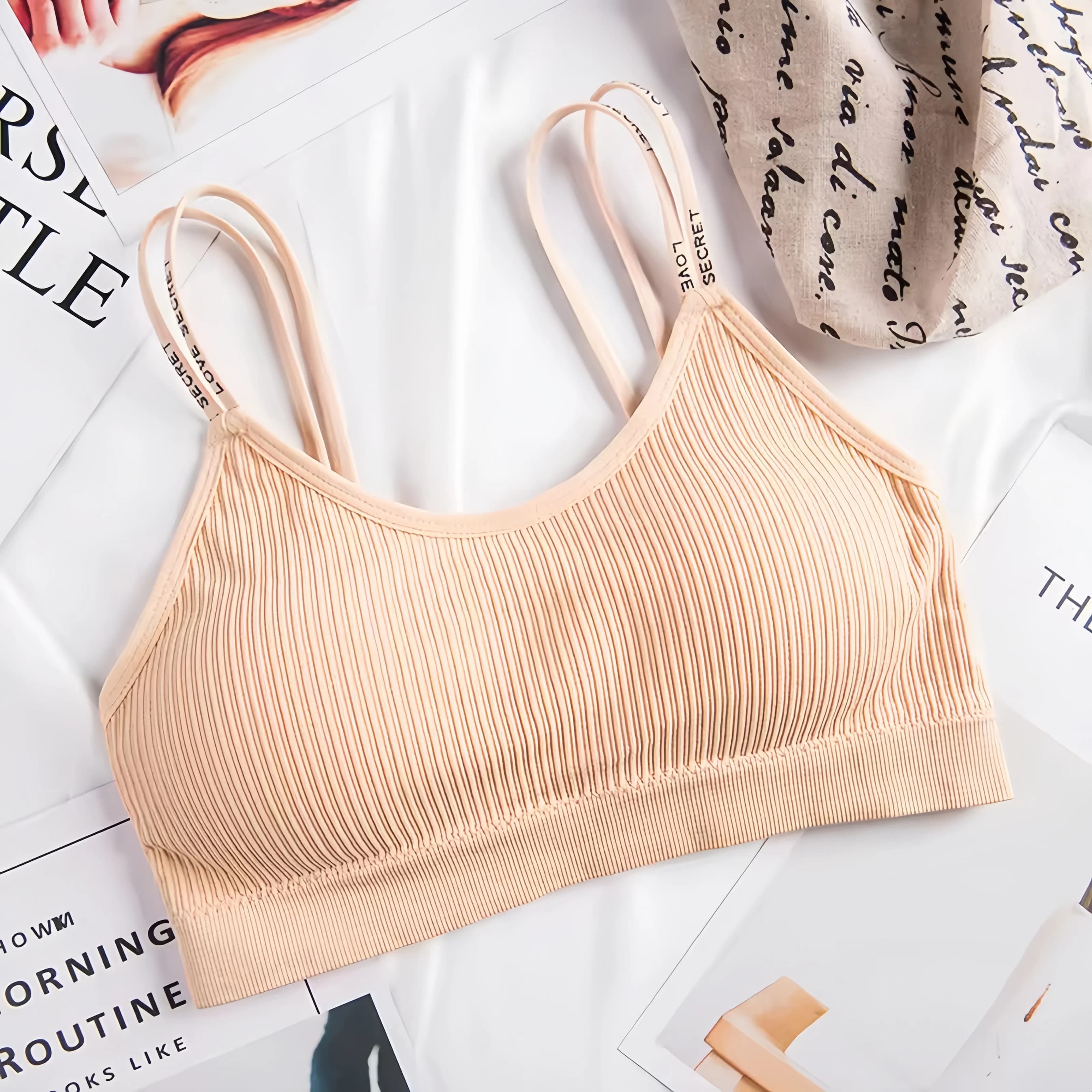 Student Sports Vest Breathable Seamless Sleep Underwear Hanging Letter Wrap Chest Comfortable Girls Bra Women Bra