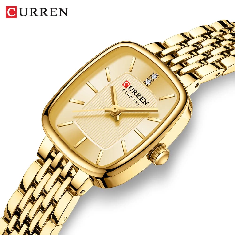 CUREEN New Luxury Lady's Watches Elegant Gold Rectangular Dial Quartz Watch Bracelet Gift  Original Female Watch