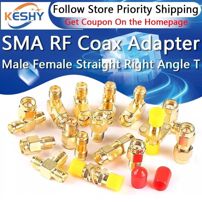 1-10PCS SMA Male / Female RF Coax Adapter Connector RP SMA Straight Right Angle T Type Splitter Goldplated NEW Wholesale Adapter