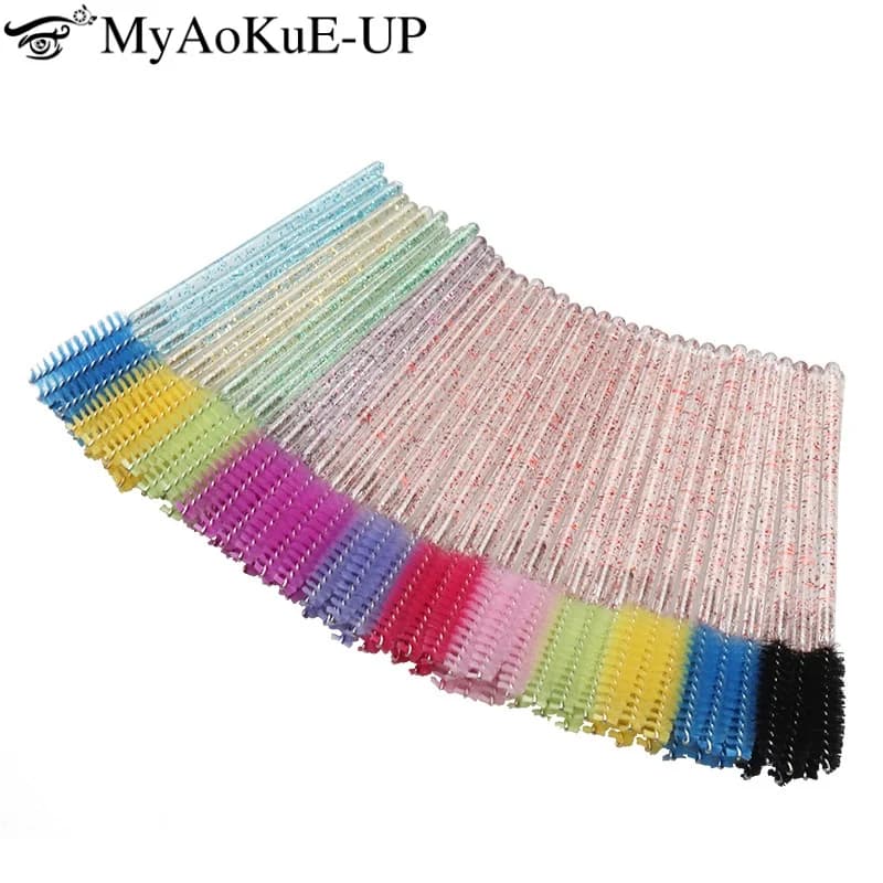 100/200pcs Crystal Eyelash Makeup Brush Eyelashes Extension Microbrush Mascara Applicator Spoolie Brushes Lash Tech Supplies