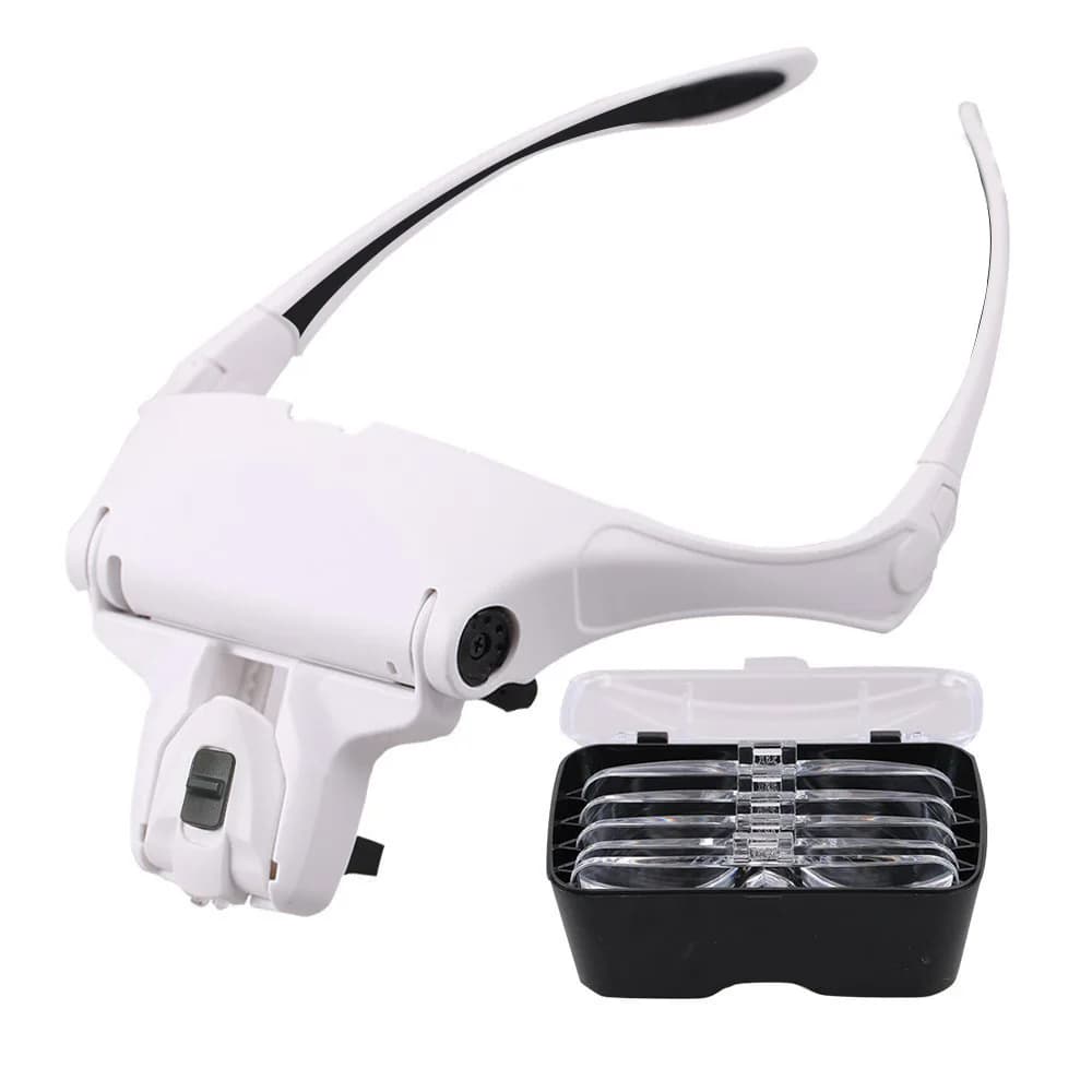 Magnifying Glasses LED Light Lamp Head Loupe Jeweler Headband Magnifier Eye Glasses Optical Glass Tool Repair Reading Magnifier