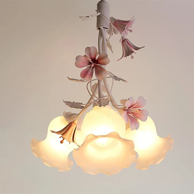 Nordic pastoral restaurant chandelier beauty salon warm Lily chandelier Korean Princess room bedroom lamp