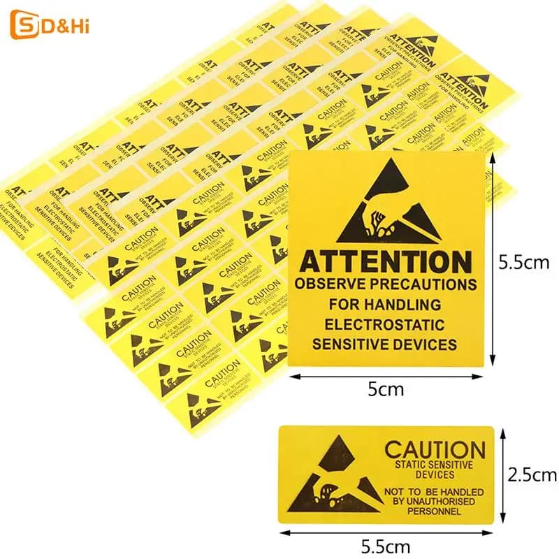 40Pcs Attention Caution Sticky Sticker Adhesive Warning Label Reminder For ESD Static Sensitive Device Electronic Components