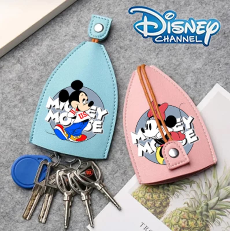 Disney Mickey Minnie Mouse Leather Key Cover Cute Anime Printing Protection Keys Fashion Cartoon Birthday Christmas Party Gifts