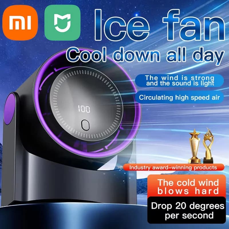 Xiaomi Electric Fan Desktop Silent Wall Mounted Air Conditioner Bladeless Fan USB Charging Portable Office Indoor Camping