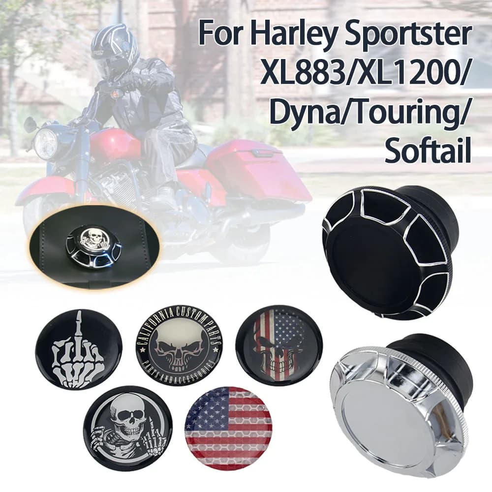 For Sportster XL 1200 883 X48 Dyna Softail Touring FLHR Motorcycle Skull Fuel Gas Tank Decorative Oil Cap