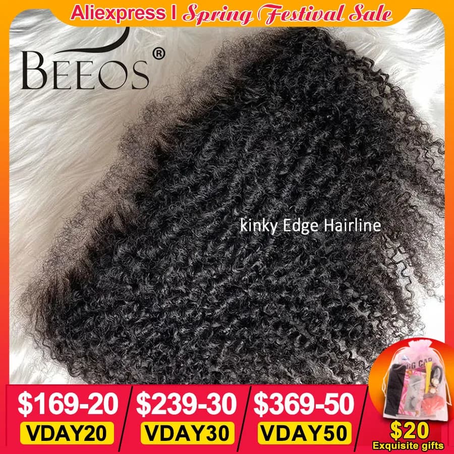 Kinky Curly 13x6 HD Lace Frontal Only With Curly Baby Hair Pre plucked Kinky Edge Hairline 5x5 HD Lace Closure Only Brazilian