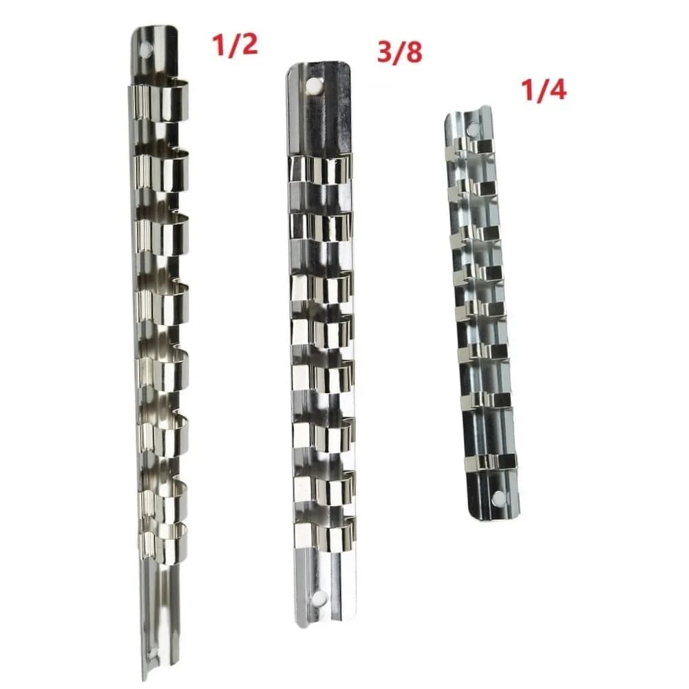 1Pcs Socket Rack Holder 1/4" 3/8" 1/2" With 8 Clips On Rail Tool Organizer Storage Socket Storage Rack For Storing Loose Socket