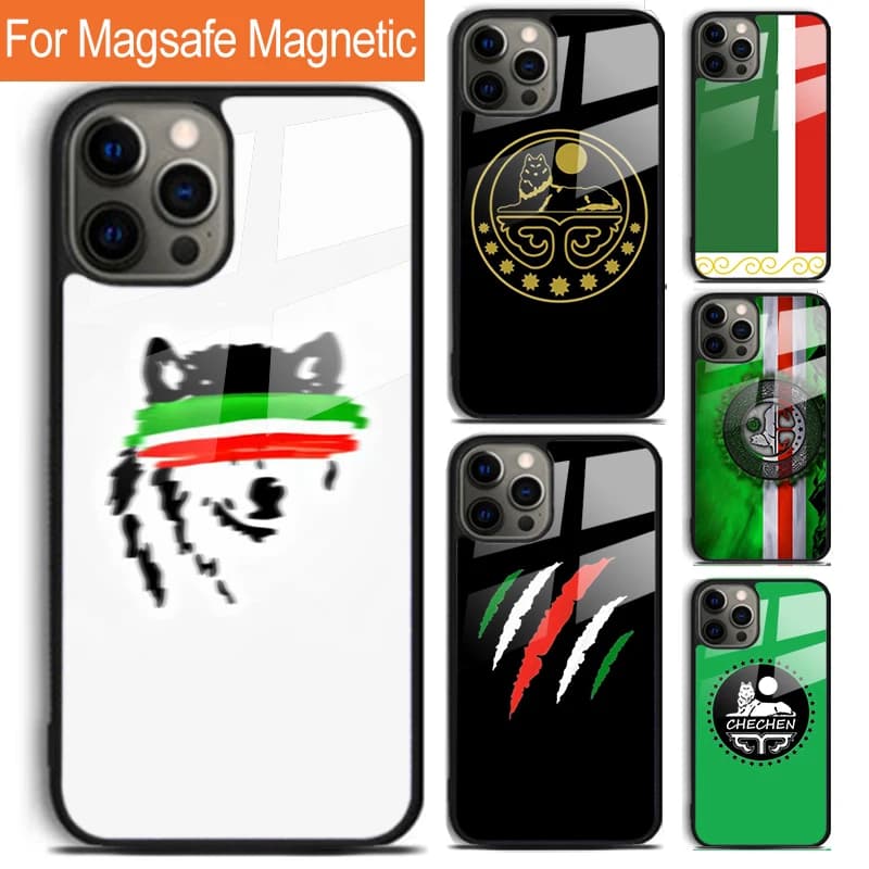 Chechen Flag Chechnya Phone Case For iPhone 16 15 14 13 12 11 Pro Max Plus Magsafe Magnetic Wireless Charging Cover