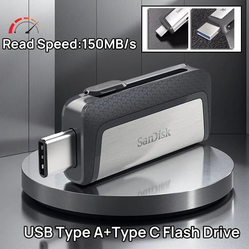 SanDisk Dual USB Type C and Type A Flash Drive SDDDC2 Pen Drive 64GB 128GB 256GB Memory Stick For Smartphone Tablet Laptop PC