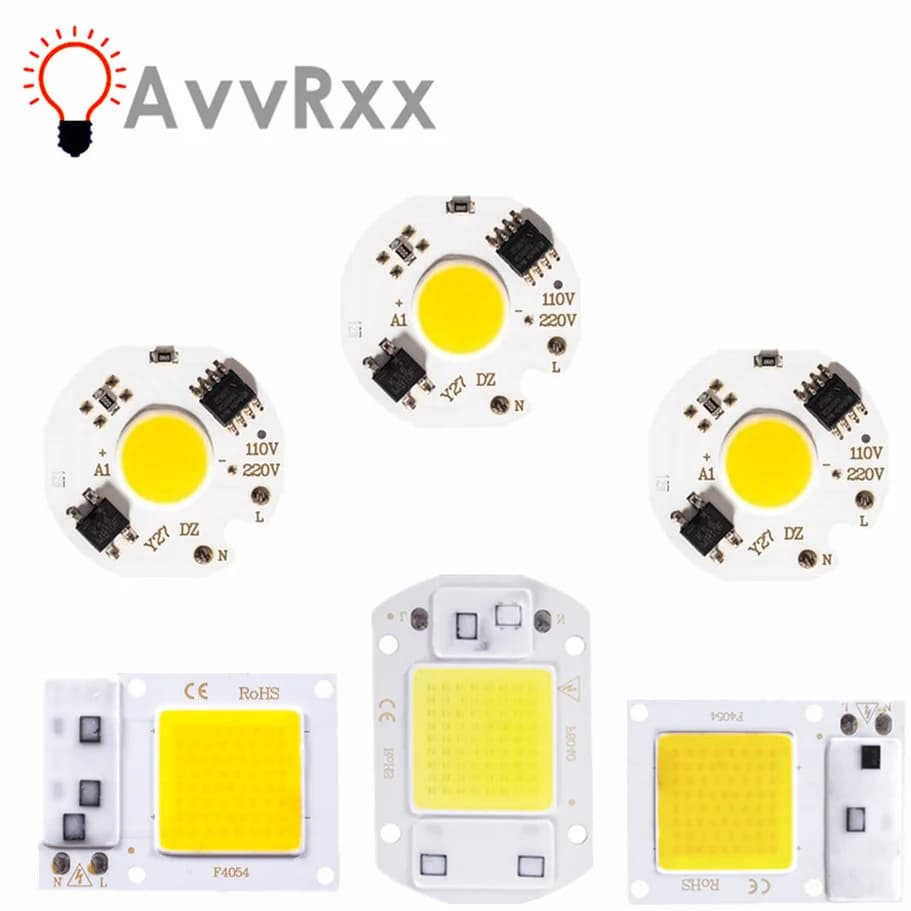 COB LED Chip 10W 20W 30W 50W 220V Smart IC No Need Driver 3W 5W 7W 9W LED Bulb Lamp for Flood Light Spotlight Diy Lighting