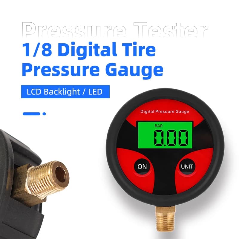 1/8 Digital Tire Pressure Gauge LCD Backlight LED Digital Tire Pressure Gauge Pressure Gauge for Car Pressure Tester