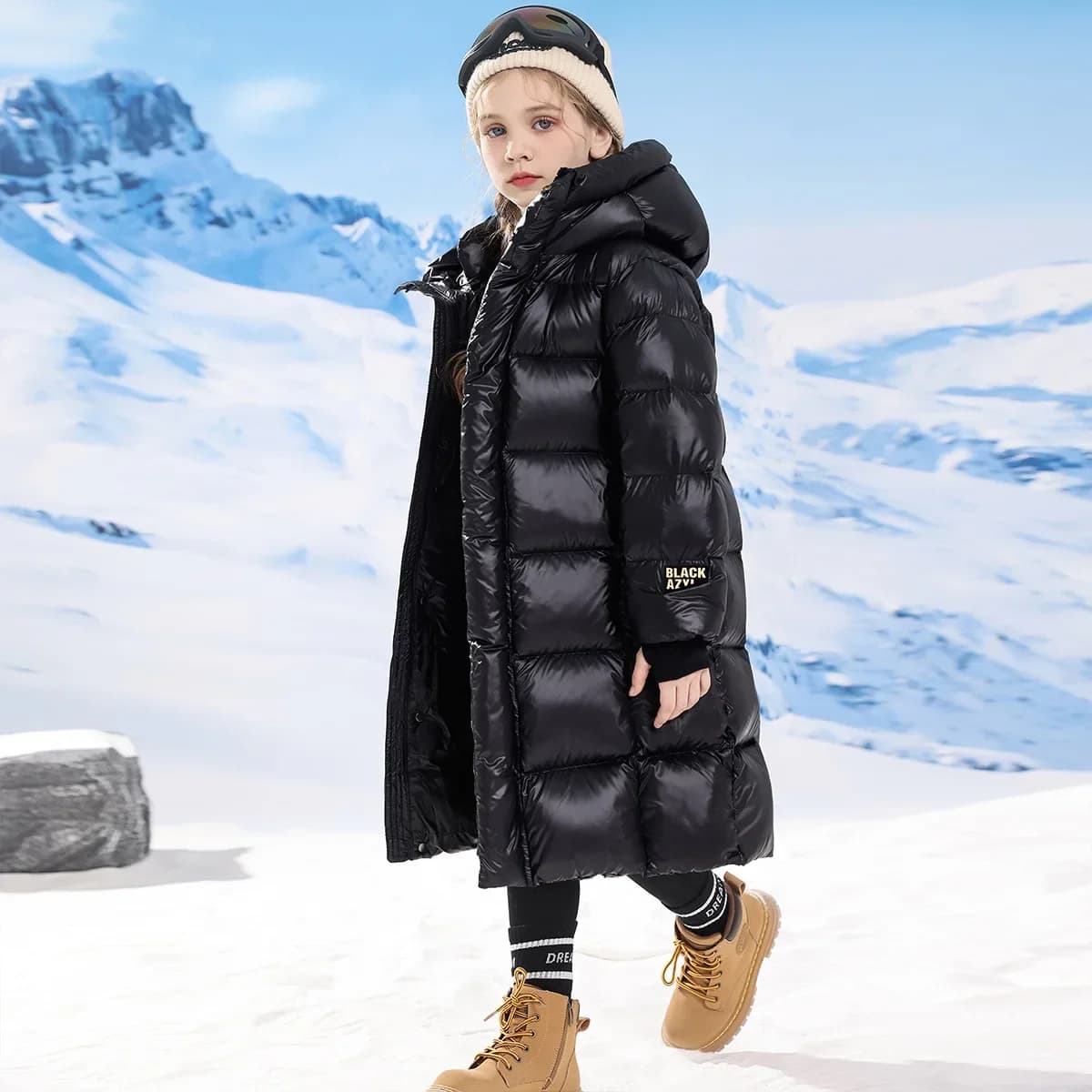 Childrens Clothing Girls Black Winter Cotton Jacket 2024 New Thickened Cotton Jacket Winter Clothing