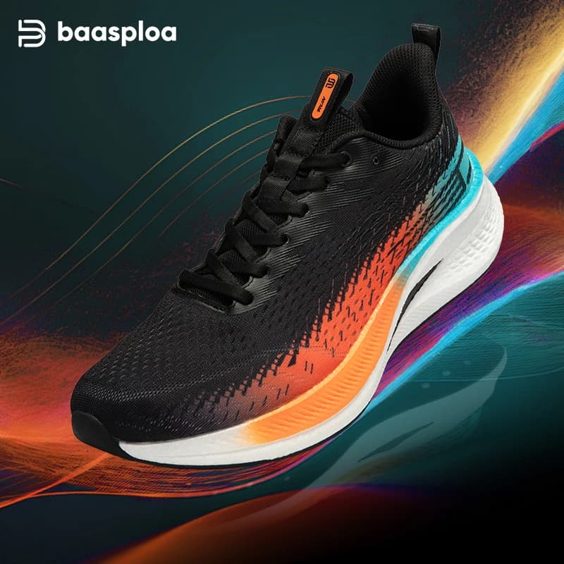 Baasploa Men Running Shoes 2025 New Professional Training Lightweight Sport Shoes Male Carbon Plate Mesh Breathable Sneakers