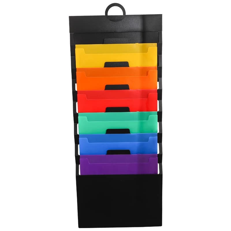 A4 File Folder Hanging Organizer Document Holder Portable Paper Wall Organizer Rainbow Accordion Bag With 6 Large Pockets