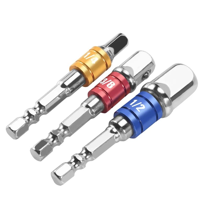 3PCS Socket Adapter Impact Set Hex Shank To 1/4 3/8 1/2 Inch Colorful Extension Converter Impact Drill Bits Driver Power Hand To
