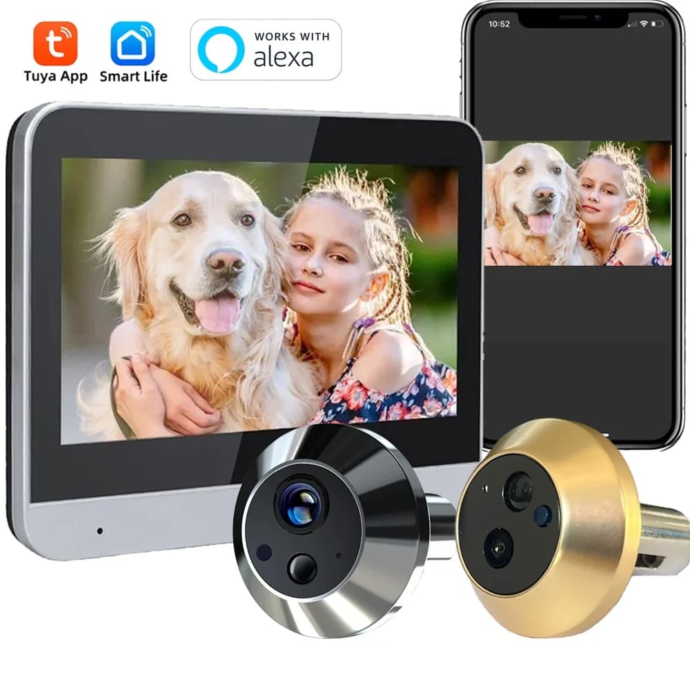 Tuya Smart 3MP  WiFi Peephole Video Door Camera Security one-way Audio Night Vision 4.3' HD Video Door Camera