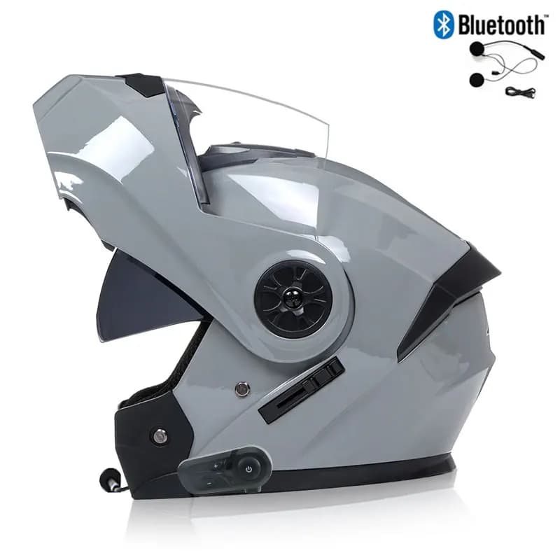 Unisex Motorcycle DOT Certification Double Lens Modular Helmet Safety Modular Flip Helm Helmet with Inner Visor Bluetooth