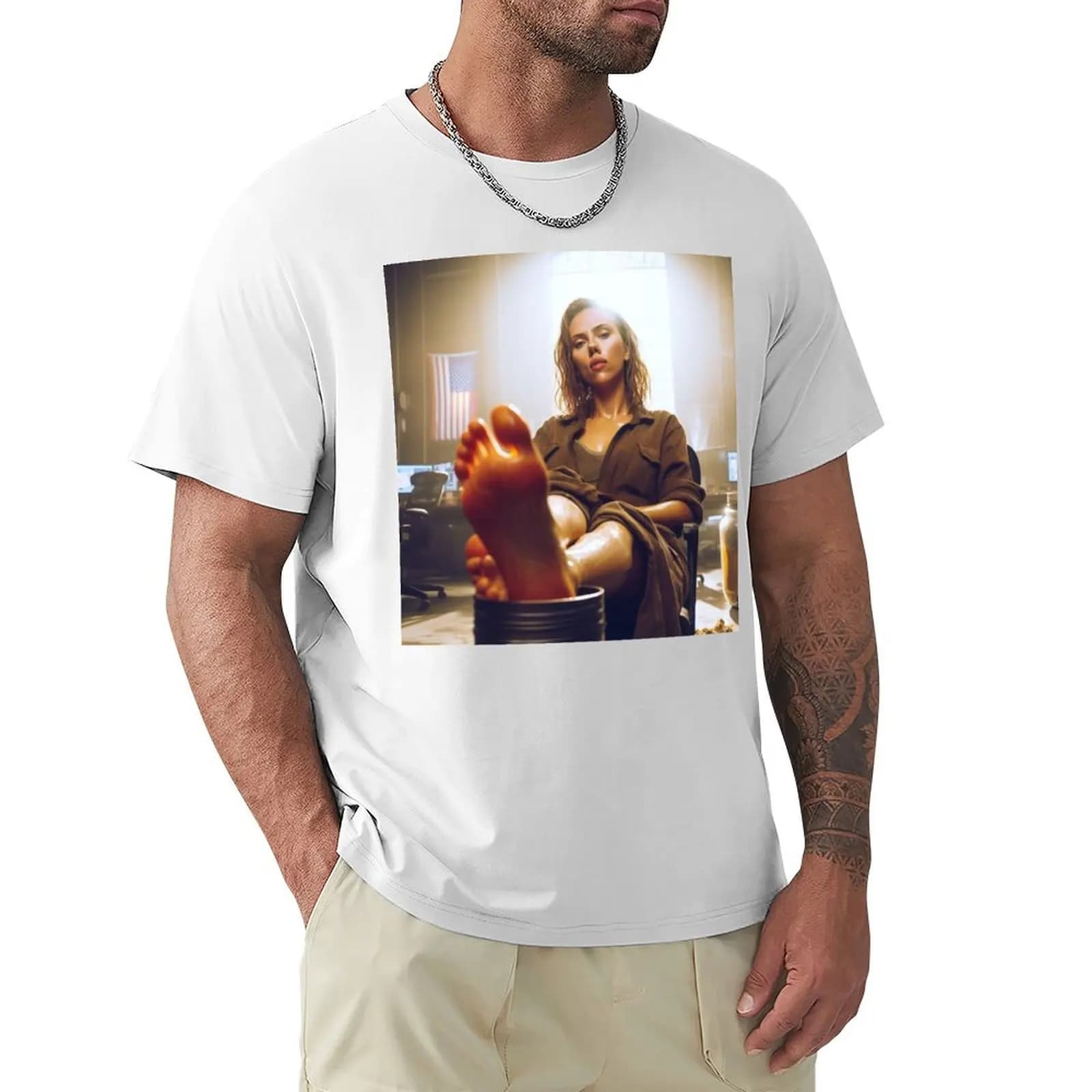 Scarlett Johansson hot T-Shirt funnys Short sleeve tee mens white t shirts