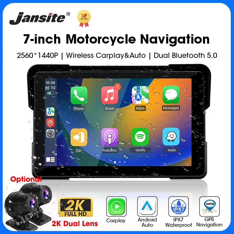 5/7 inch Carplay Motorcycle DVR Navigation GPS Wireless CarPlay Android Auto Airplay Display Screen Portable Moto Monitor IPX7