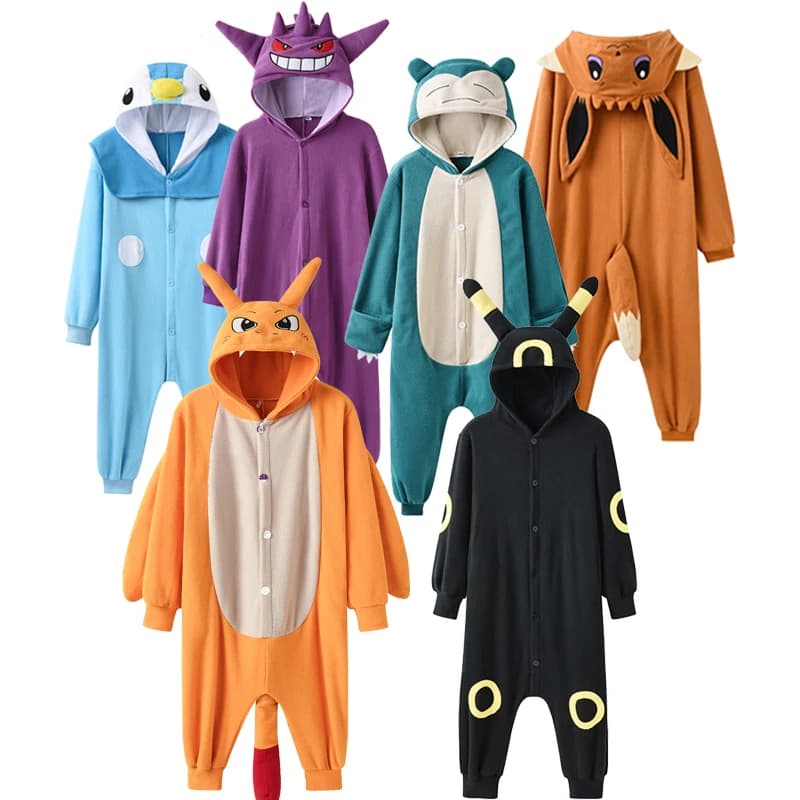 Children Charizard Onesie For Kids Gengar Kigurumi Umbreon One-Piece Pajama Eevee Full Body Suit Girl Halloween Cosplay Costume