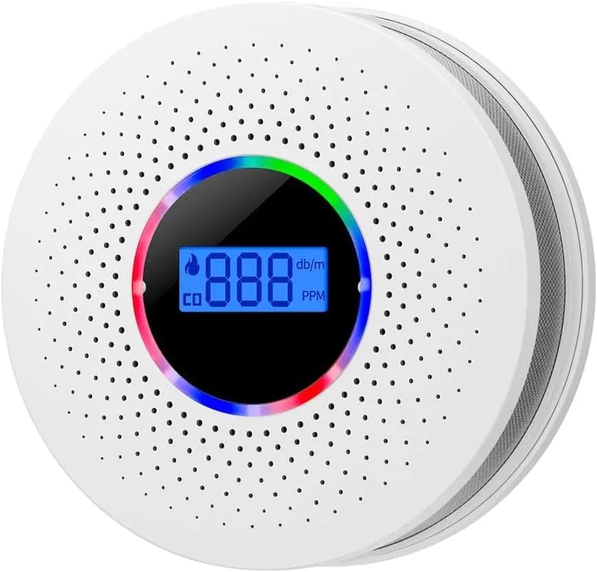 Smoke and Carbon Monoxide Detector, Carbon Monoxide Detectors with LCD Display and Sound Warning for Home, Garage (1 Pack)