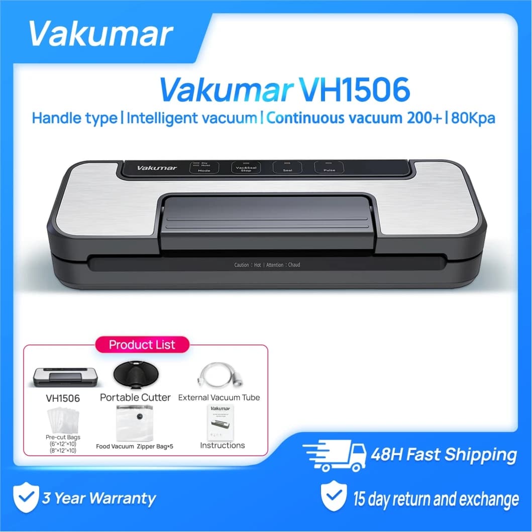 Vakumar VH1506 vacuum sealer machine sous vide Handle type 80Kpa multifunctional and convenient vacume sealer Household