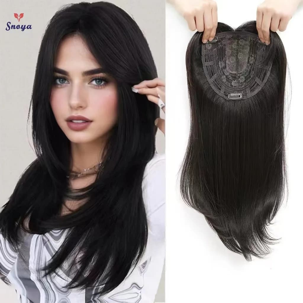 Topper With Hair Bangs Synthetic Hair Clip In Hair Extensions For Daily Use Hair Accessories