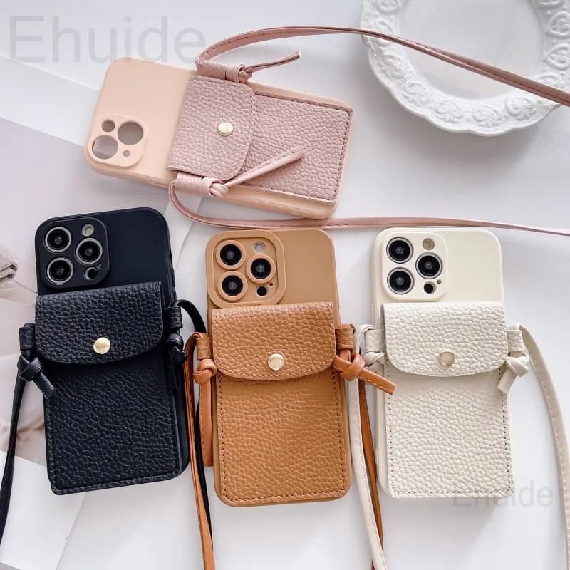 Luxury Classic Wallet Crossbody Lanyard Case for Google Pixel 8 7 Pro 7A 6 Pro Pixel7 Pixel8 PU Leather Card Strap Silicon Cover
