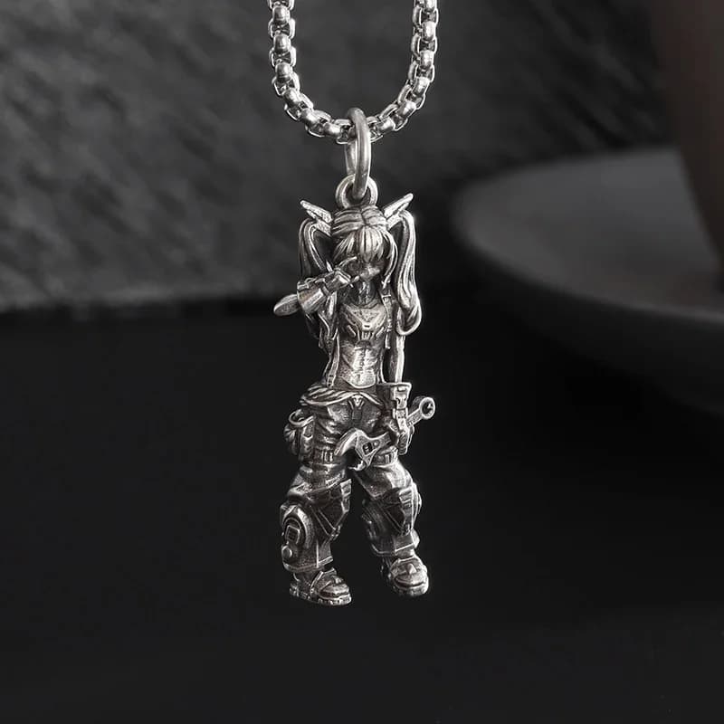 Vintage Punk Biker Girls Pendant Fashion Necklace for Men Women Motorcycle Riding Statement Jewelry Gifts