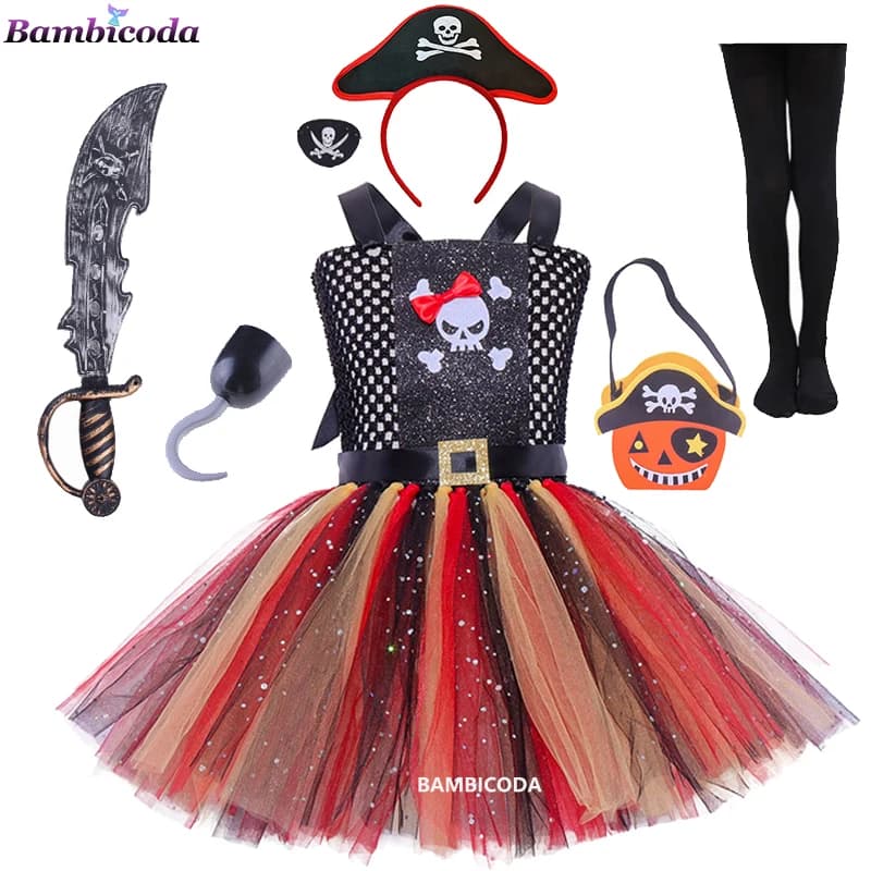 Children Pirate Costumes Girls Kids Fantasia Infantil Fancy Dress Cosplay Clothing Halloween Carnival Party Girl Kids' dresses