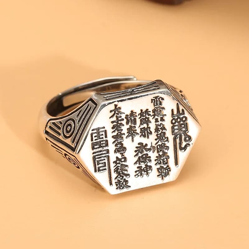 s925 silver jewelry retro thai silver mountain ghost flower money leading bagua open ring male national trend ring