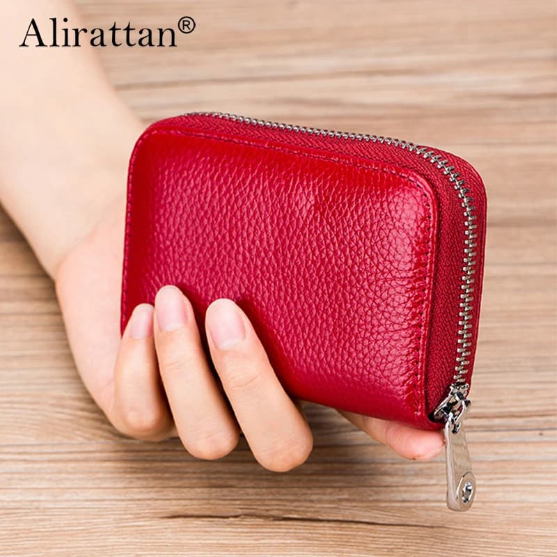 Alirattan 2025 New Credit Bank Card Holder Wallet Women Anti Rfid Blocking Protected Magic Leather Slim Mini Wallets Case