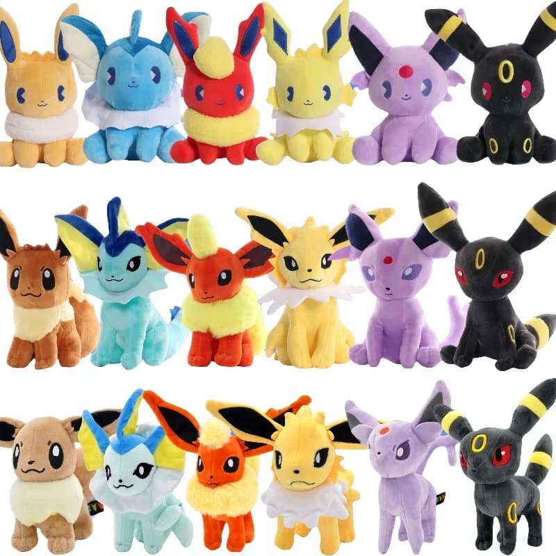Pokemon Plush Eevee Family Stuffed Dolls Flareon Jolteon Vaporeon Sylveon Leafeon ELF Collection Toys Hobbies Xmas Gift For Kids