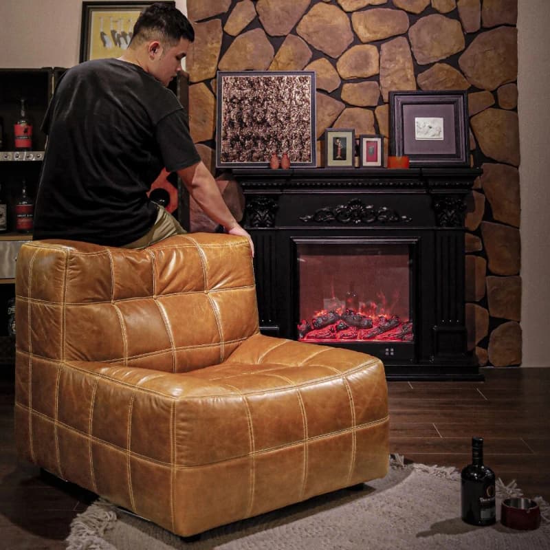 Sofa chair retro oil wax leather single leisure sofa