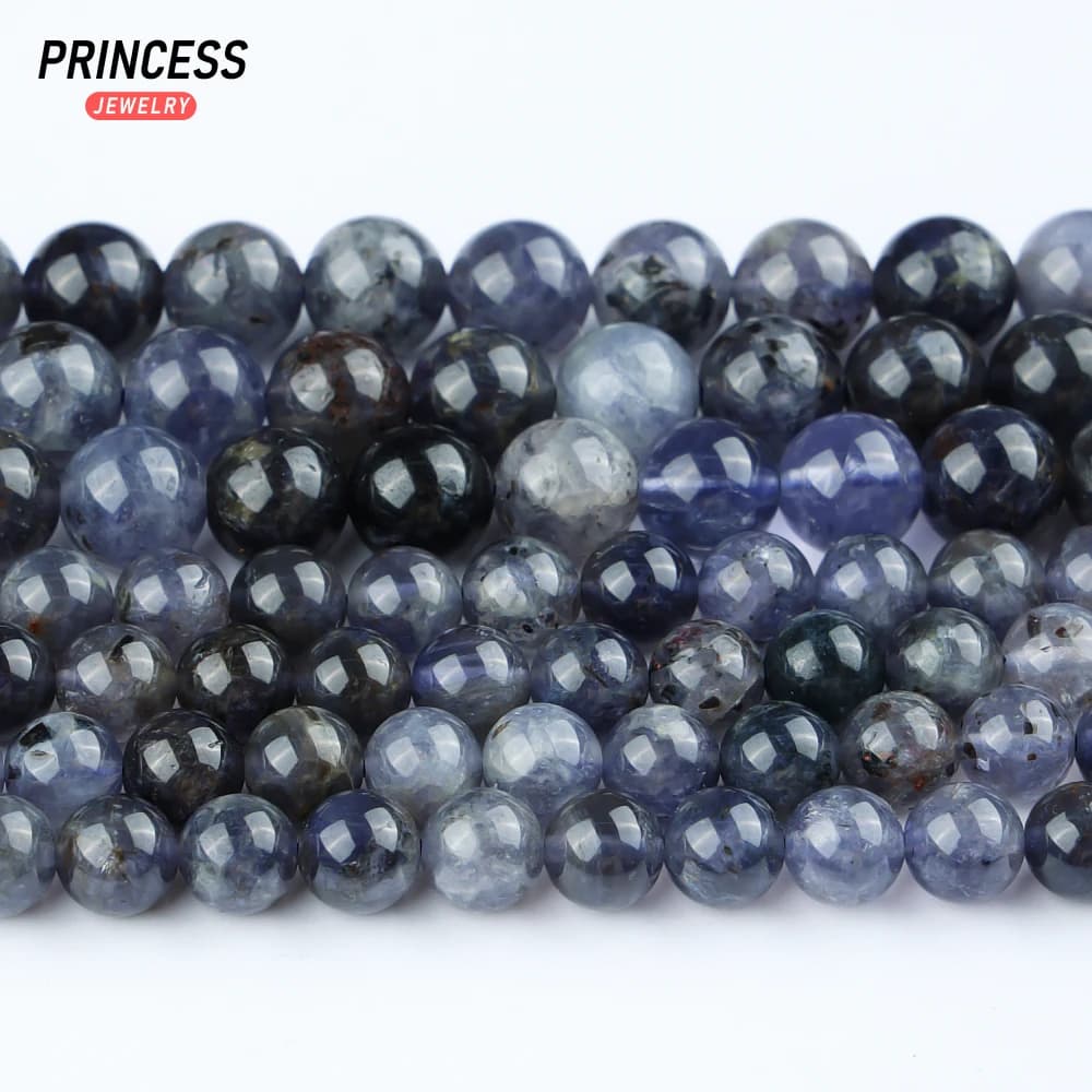 Natural Iolite 6mm 8mm Loose Stone Beads for Jewelry Making Bracelet Wholesale Spacer Beads DIY Accessories