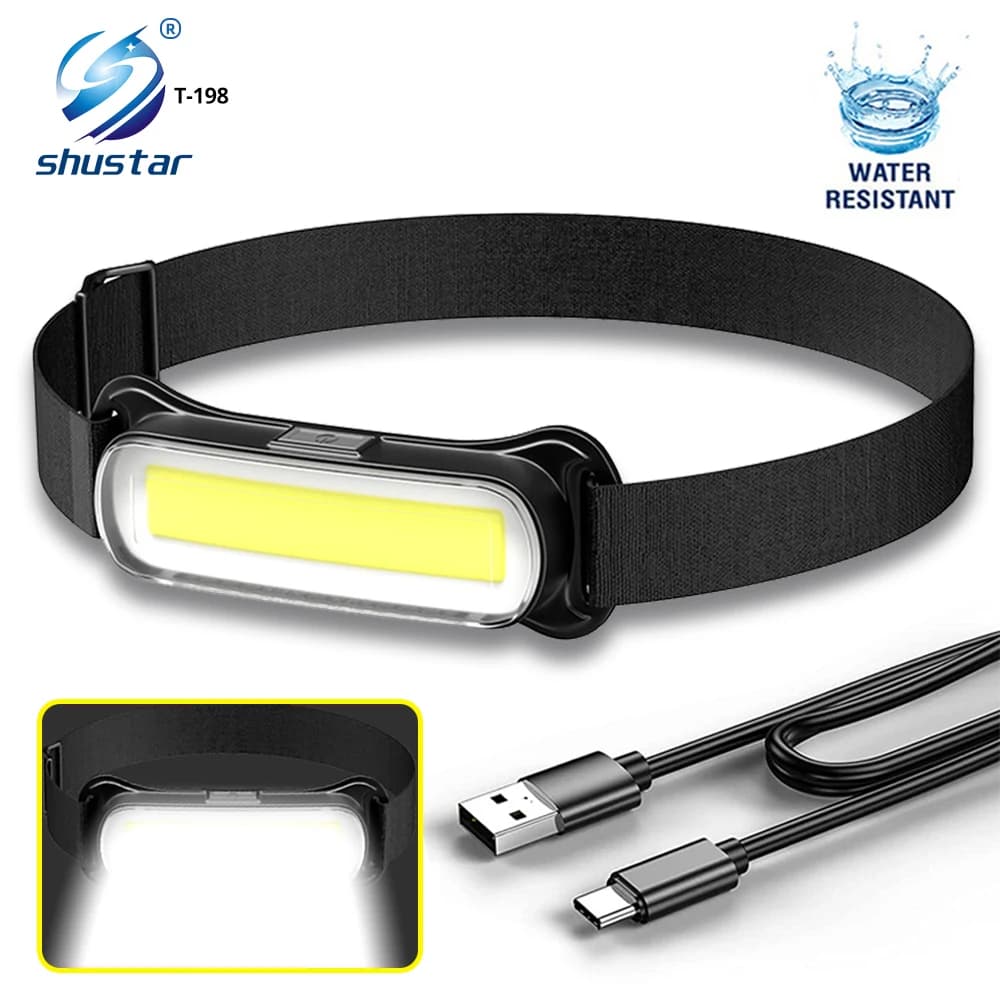 USB Rechargeable LED Headlamp 3 Modes Fishing Camping Lantern  Waterproof Mini Headlight Portable Floodlight COB Head Torch