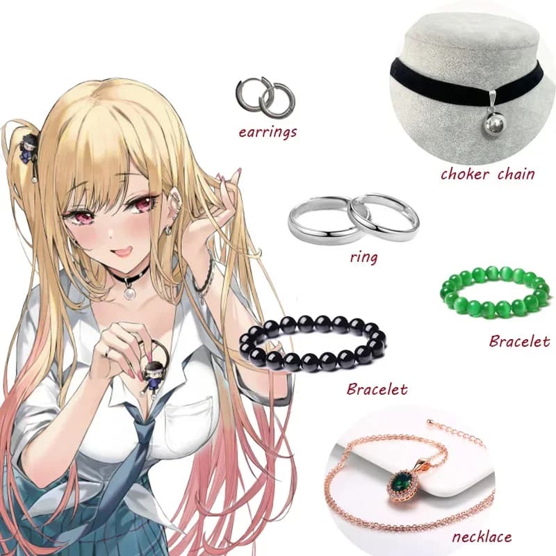 Anime Marin Kitagawa Earrings Necklace Cosplay Accessories Nail Art Ears Bracelet Rings My Dress-Up Darling Cosplay Props Gift