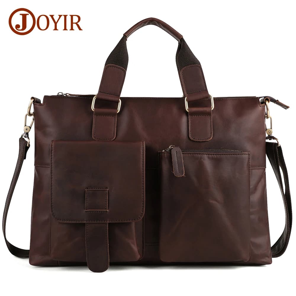 JOYIR Genuine Leather Men Bag Messenger Bag Briefcase 15.6inch Laptop Bag Leather Casual Shoulder Bags for Men Handbag 2022