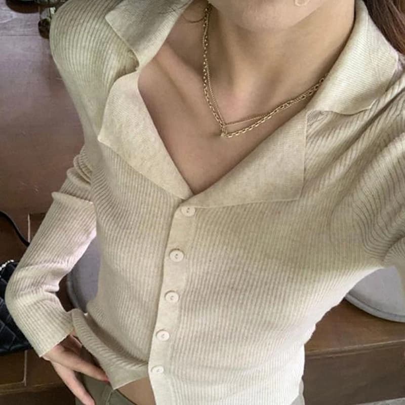 Women's Cardigan Long Sleeve Button Down Sweater Shirts Collared Cozy Knit Tops Women’s V Neck Button Down Ribbed Knit Cardigan