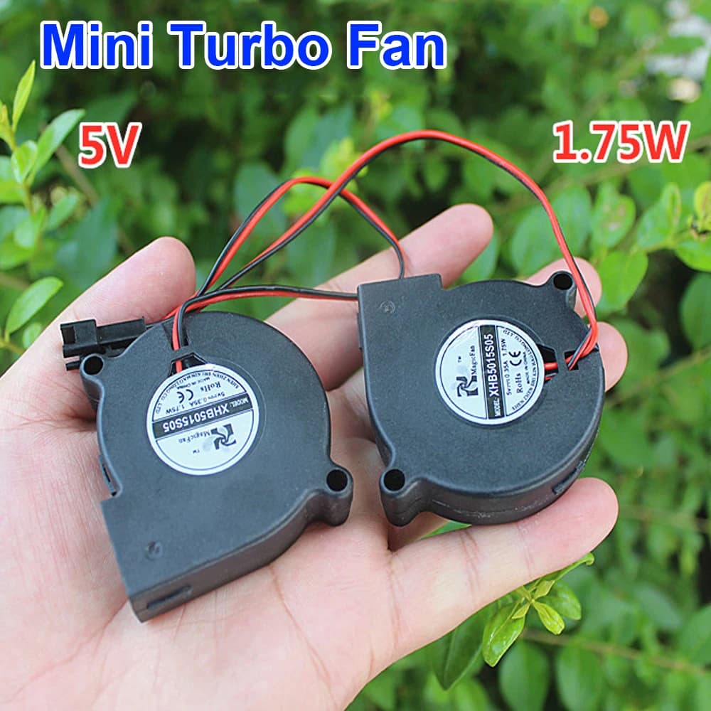2PCS Mini 5015 Turbo Fan Cooling Fan DC 5V Brushless Cooling Fan Mute Micro 5cm Cooling Fan