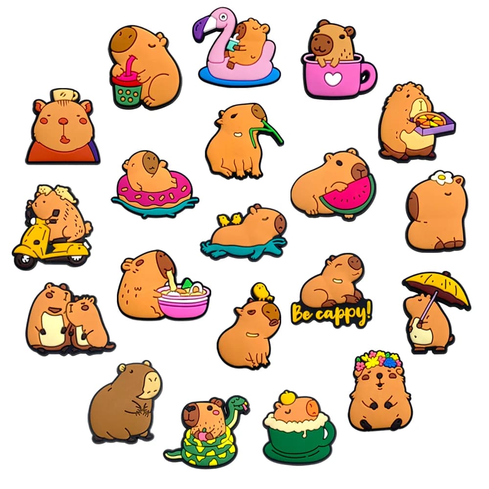 Capybara Animal Relax Funny Cartoon Cute Shoe Charms for Clogs Sandals Decoration Shoe Buckle for Friends Gifts