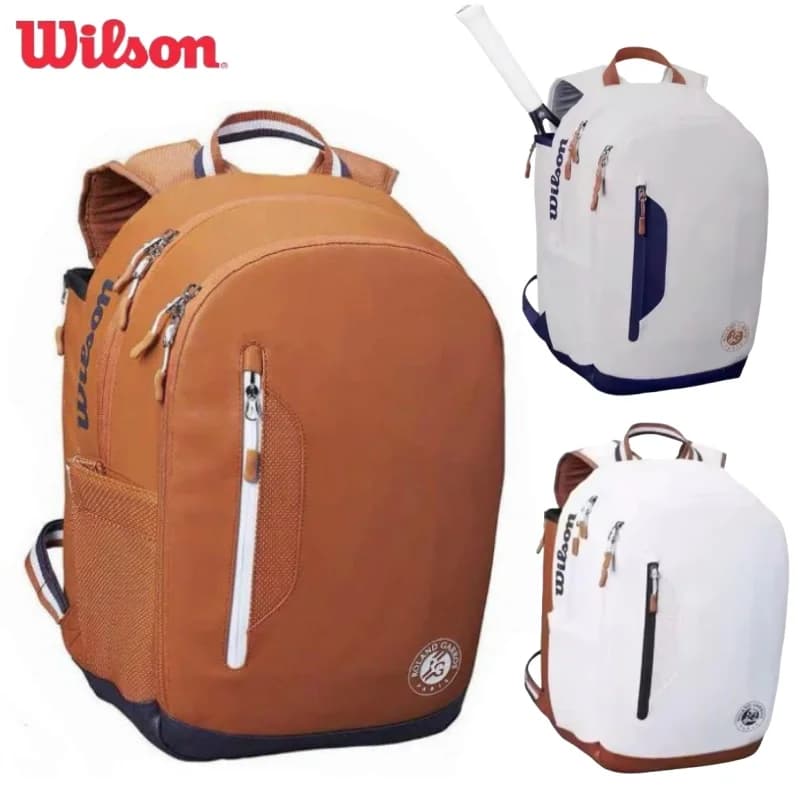 Wilson Tennis Bag Holds 2 Tennis Rackets Backpack French Open Shoulder Bag Court Racket Bag Men Women Padel Sports Backpack