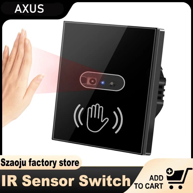 AXUS EU US Infrare Wall Smart Light Switch IR Sensor No Need Touch 220V 110V Glass Screen Panel Electrical Power On Off Lamp