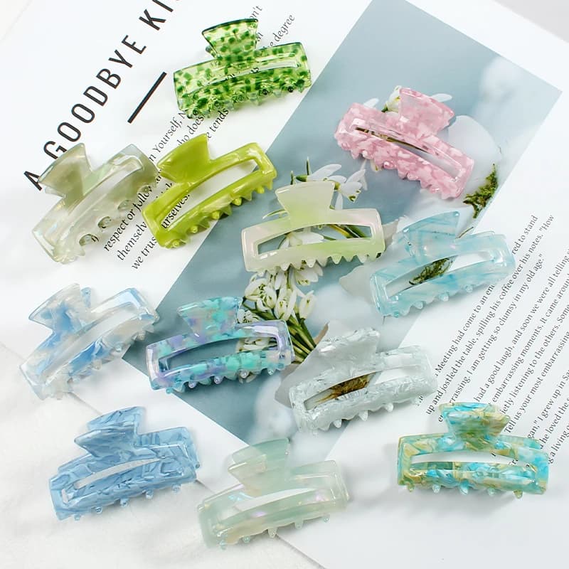 Mini Women's Hair Clips Colorful Geometric Hollow Crab Claw Clip Acetate Leopard Print Fashion Girls Hairpin Hair Accessories
