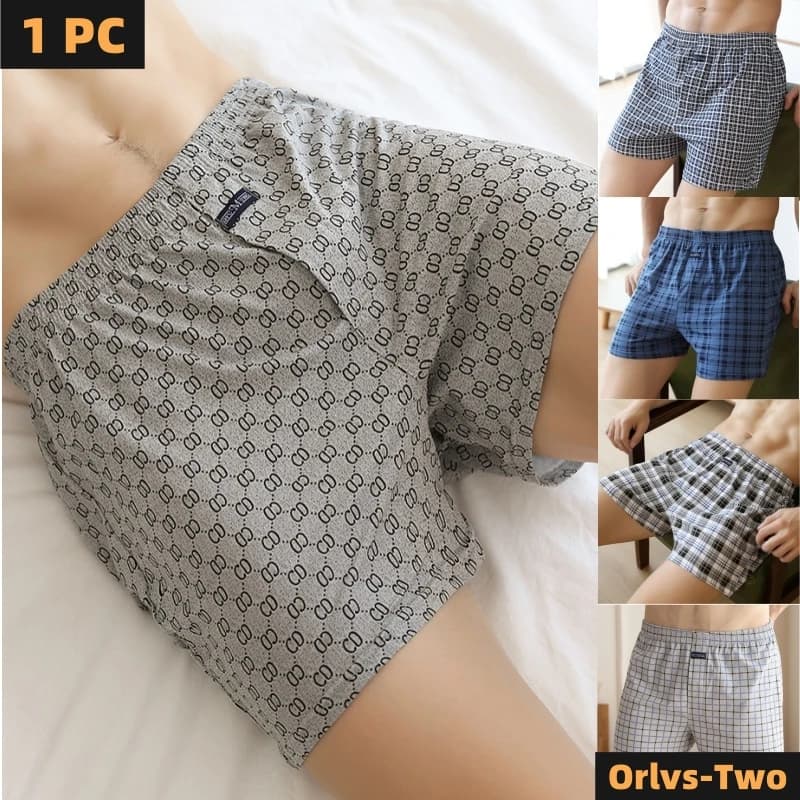 Men's Aro Pants Cotton Lattice Underwear Loose High Waist Summer Thin Breathable Home Shorts Pouch Underpants M-3XL Plus Size