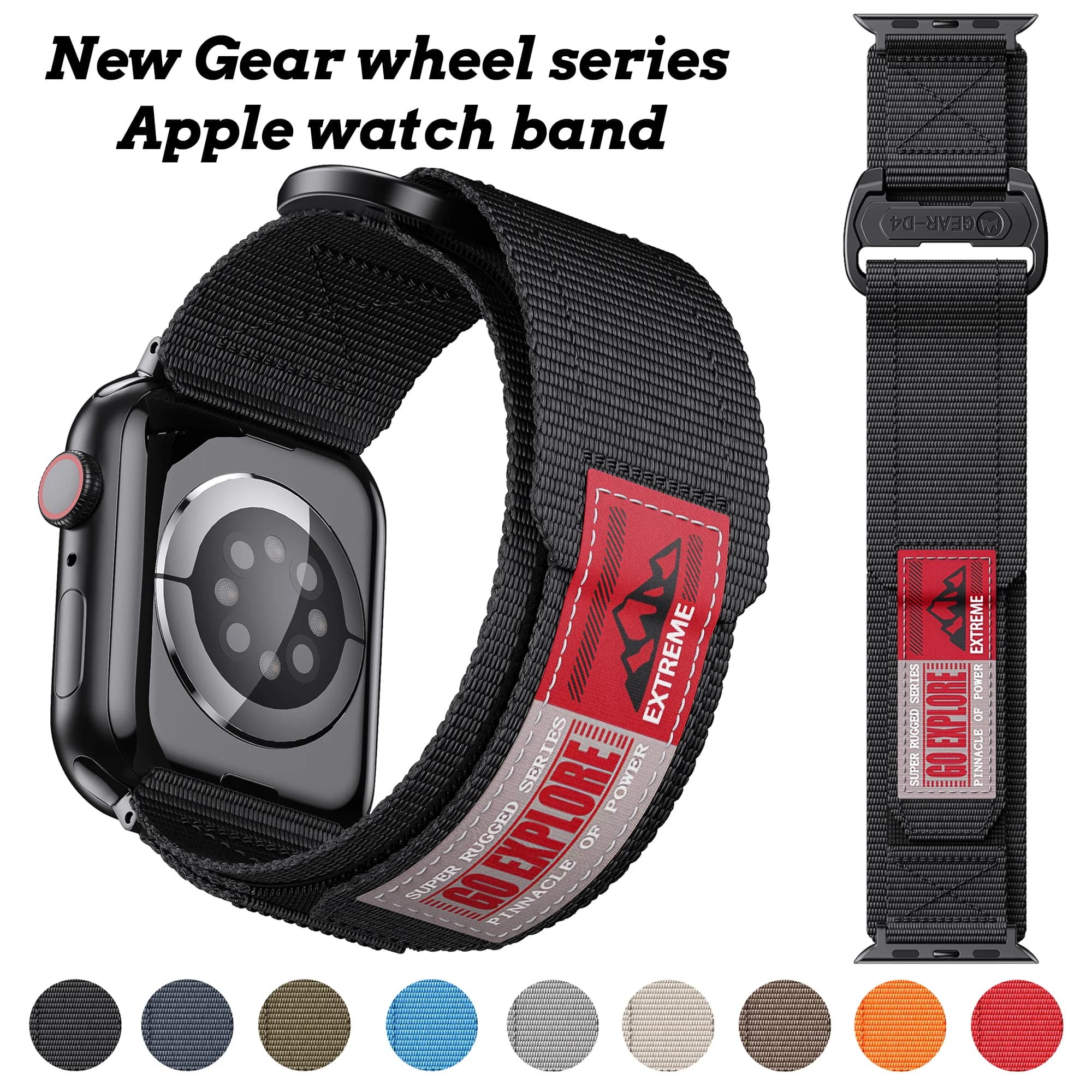 Nylon Strap Gear Series for Apple Watch Band 42/44/45/46/49mm Apple Watch7/8/9/SE/10 Watch Strap Replacement Strap Watch 10