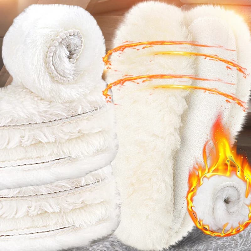 Warm Heated Insoles Thermal Thicken Felt Insoles for Men Women Winter Shoes Breathable Snow Boots Alpaca Wool Plush Shoe Pads