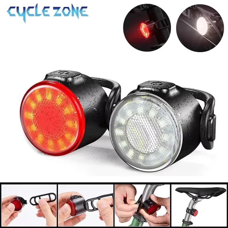 Bike Light Mini Warning Taillights Rechargeable Night Riding Safety Taillight COB Bicycle Front Rear Lamp LED Cycling Headlamp