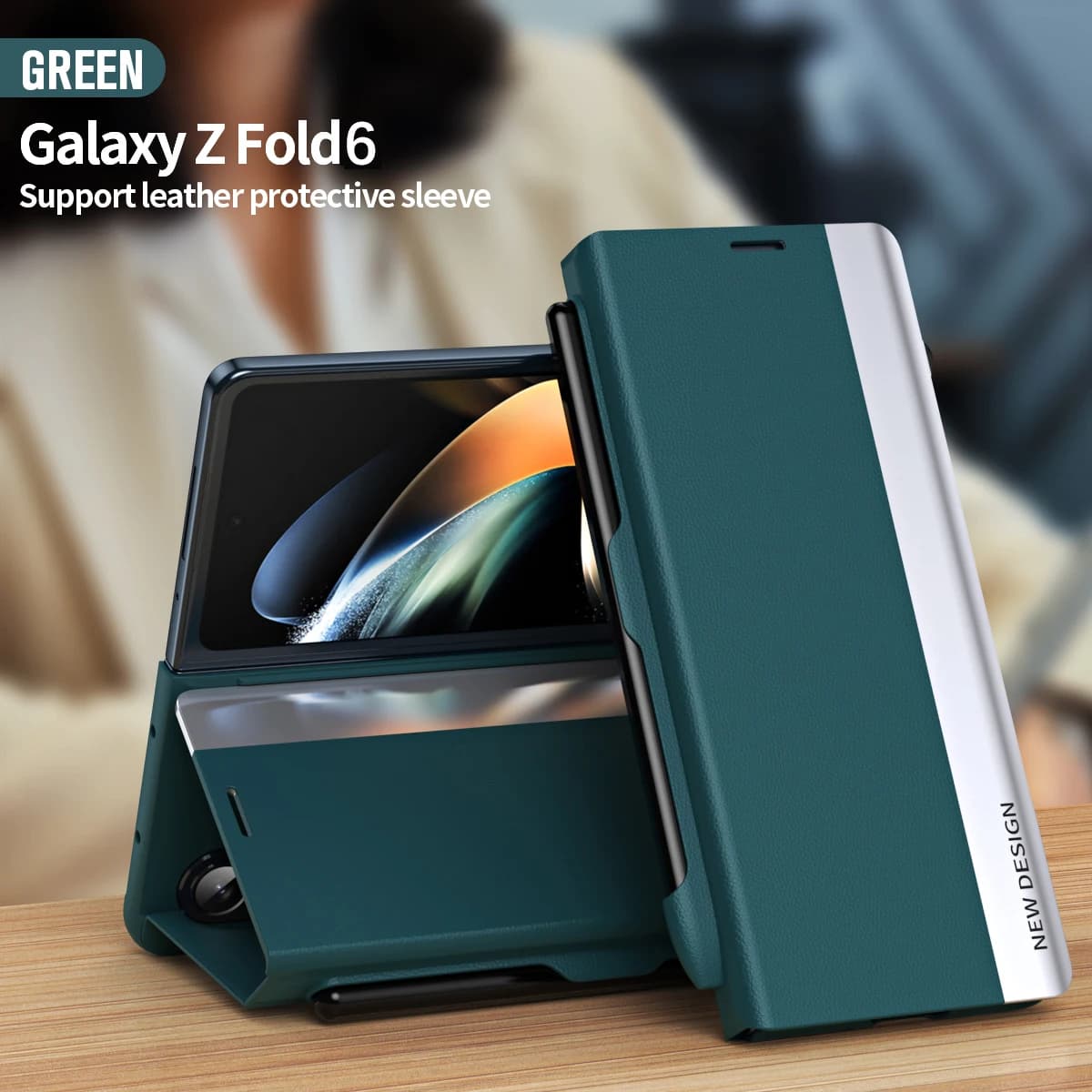 With Original Touch Pen For Samsung Galaxy Z Fold 6 5 4 3 Case Flip Leather Magnetic Stand Phone Cover Fold5